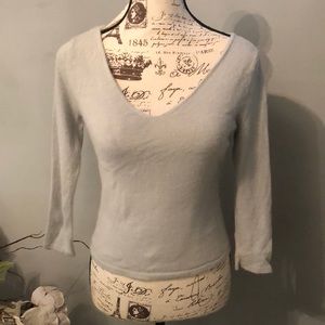 Baby blue Anne Taylor double v neck cashmere sweater